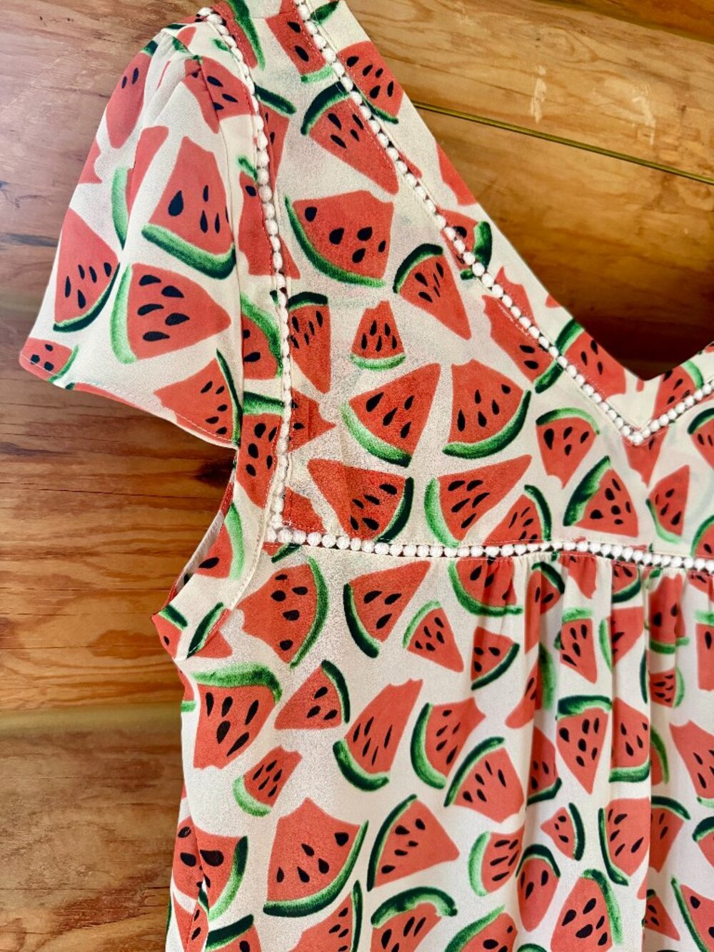 Anthropologie Maeve Watermelon Print Top